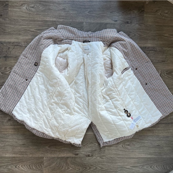 Madewell Padded Jacket in Plaid Brown Tan White Double Breasted Women's size XL - Picture 5 of 11